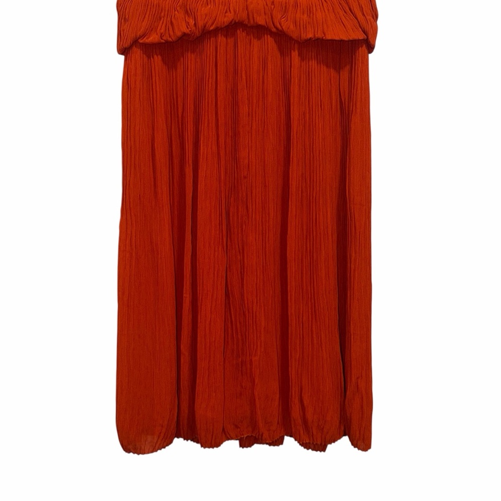 Chloé Orange Midi Dress Pleated Peplum 2 Cocktail Party Wedding Guest NWT 🟡 - Picture 13 of 15